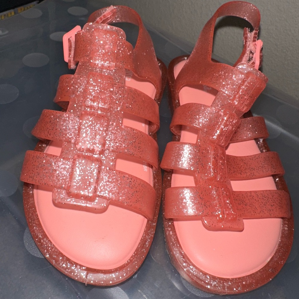 Mini Melissa pink glitter sandals EUC toddler size 10